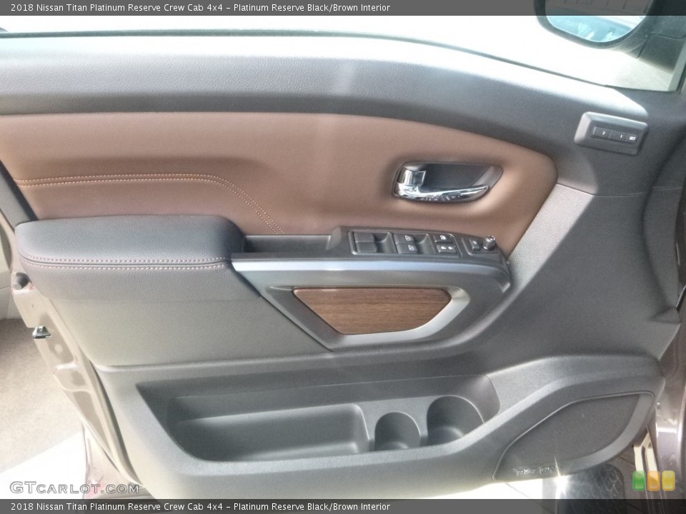 Platinum Reserve Black/Brown Interior Door Panel for the 2018 Nissan Titan Platinum Reserve Crew Cab 4x4 #126724086