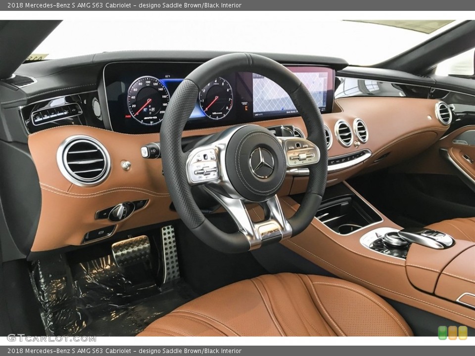 designo Saddle Brown/Black Interior Dashboard for the 2018 Mercedes-Benz S AMG S63 Cabriolet #126724449