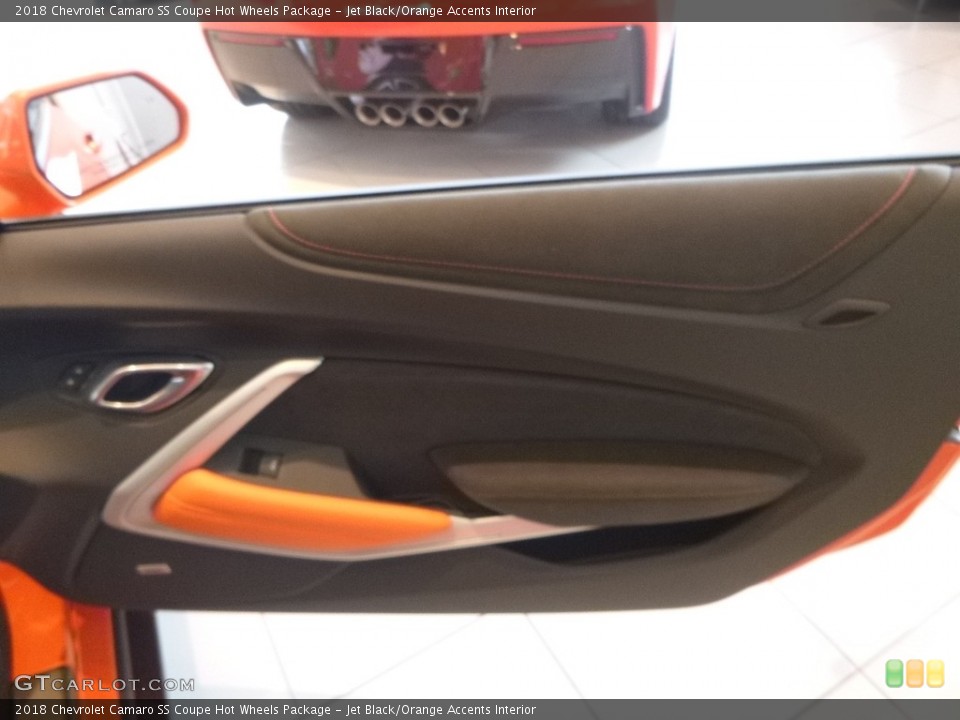 Jet Black/Orange Accents Interior Door Panel for the 2018 Chevrolet Camaro SS Coupe Hot Wheels Package #126774908