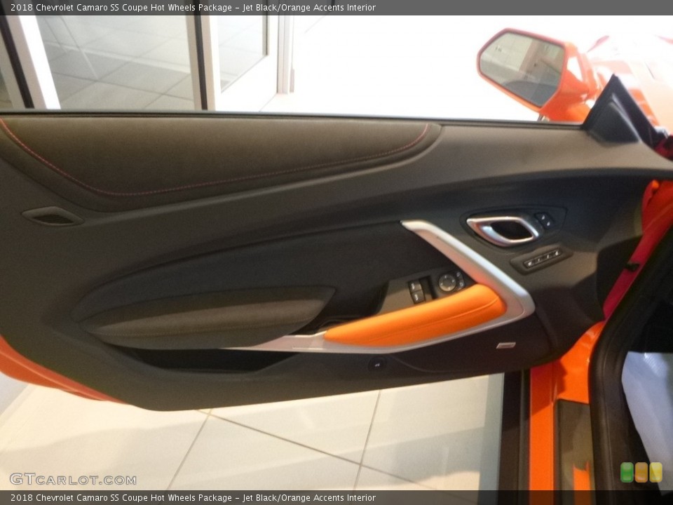 Jet Black/Orange Accents Interior Door Panel for the 2018 Chevrolet Camaro SS Coupe Hot Wheels Package #126774986