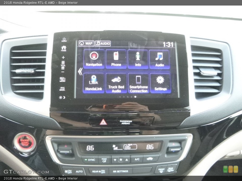 Beige Interior Controls for the 2018 Honda Ridgeline RTL-E AWD #126780254