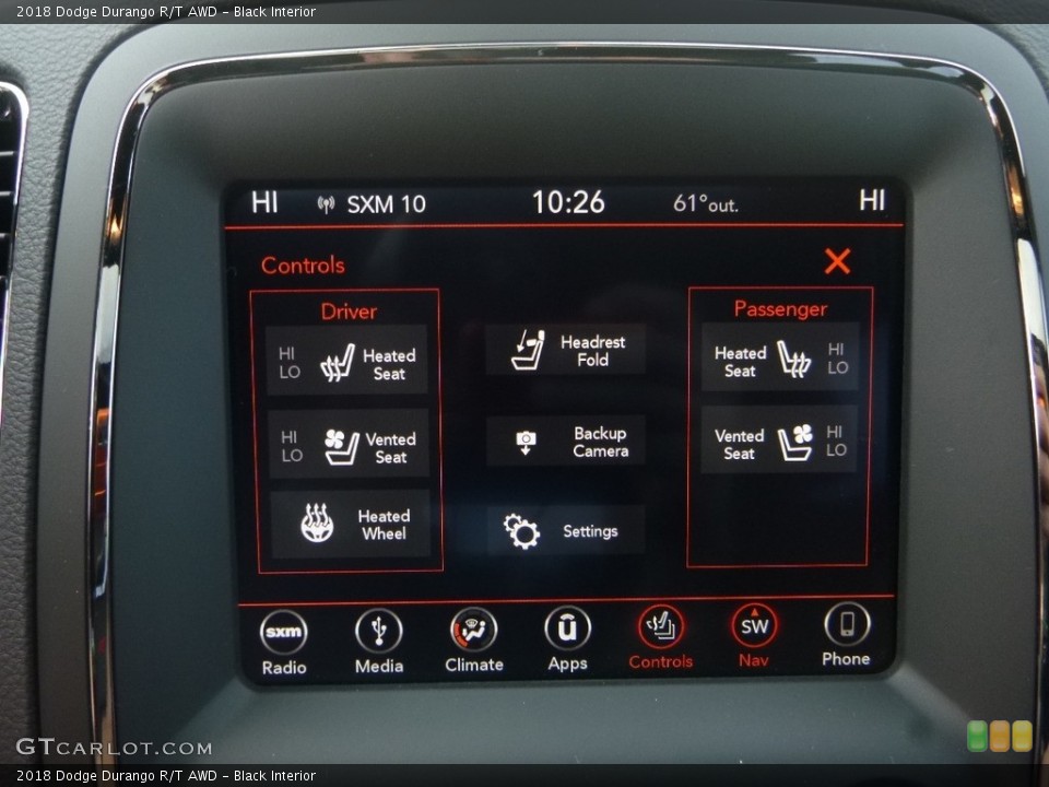Black Interior Controls for the 2018 Dodge Durango R/T AWD #126789791