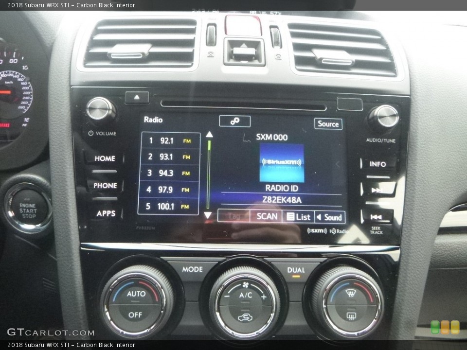 Carbon Black Interior Controls for the 2018 Subaru WRX STI #126811808