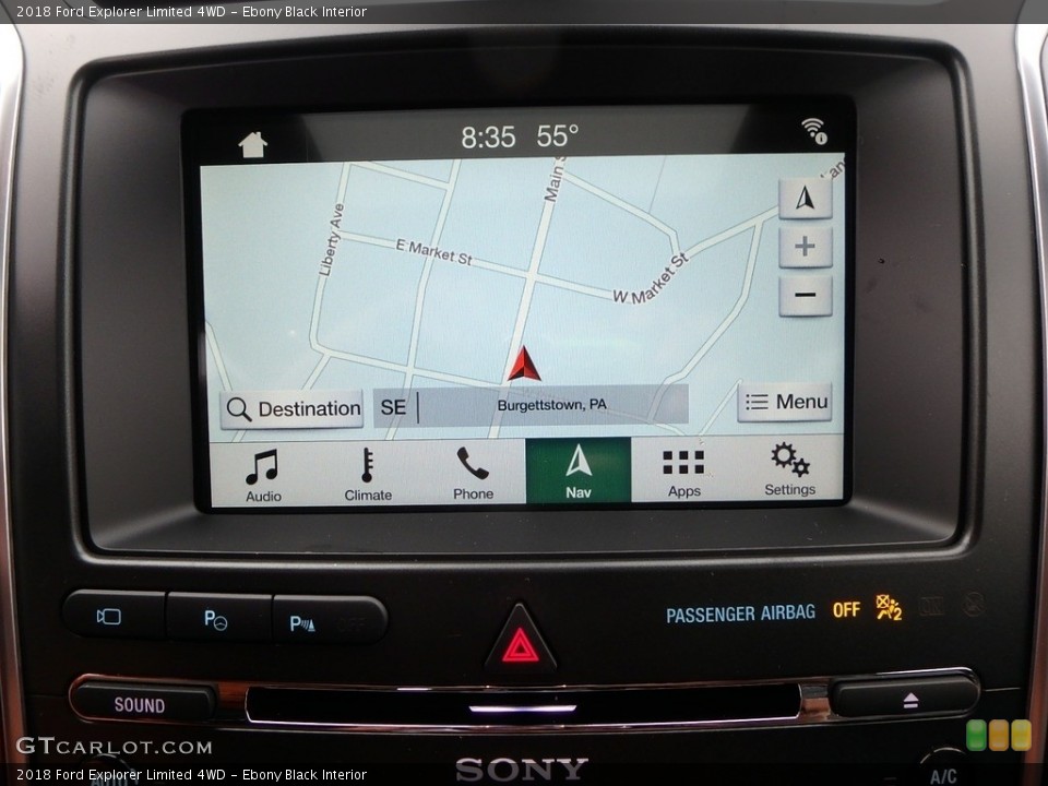 Ebony Black Interior Navigation for the 2018 Ford Explorer Limited 4WD #126815378