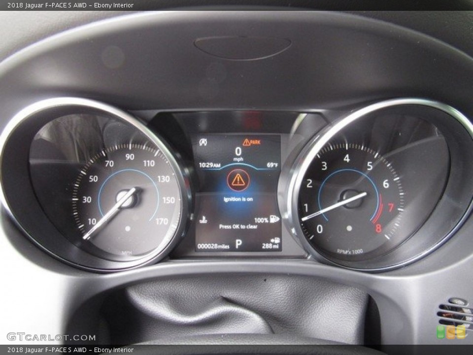 Ebony Interior Gauges for the 2018 Jaguar F-PACE S AWD #126831998