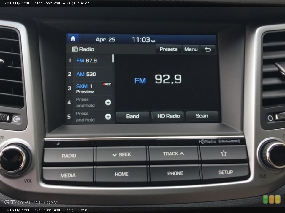 Beige Interior Audio System for the 2018 Hyundai Tucson Sport AWD #126846002
