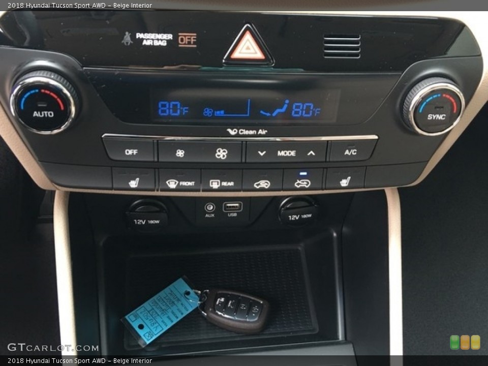 Beige Interior Controls for the 2018 Hyundai Tucson Sport AWD #126846101