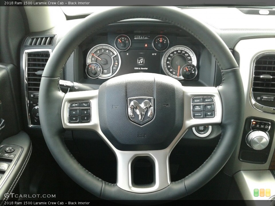 Black Interior Steering Wheel for the 2018 Ram 1500 Laramie Crew Cab #126960335