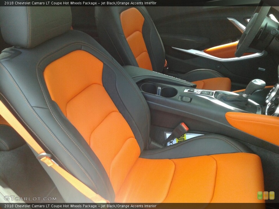 Jet Black/Orange Accents Interior Front Seat for the 2018 Chevrolet Camaro LT Coupe Hot Wheels Package #127000181
