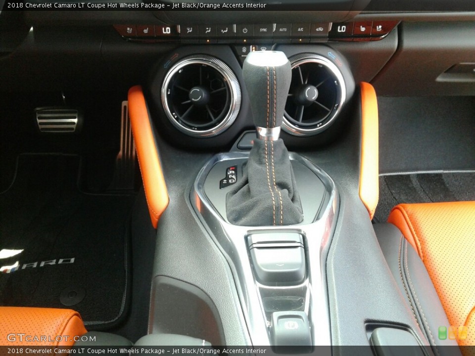 Jet Black/Orange Accents Interior Transmission for the 2018 Chevrolet Camaro LT Coupe Hot Wheels Package #127000280