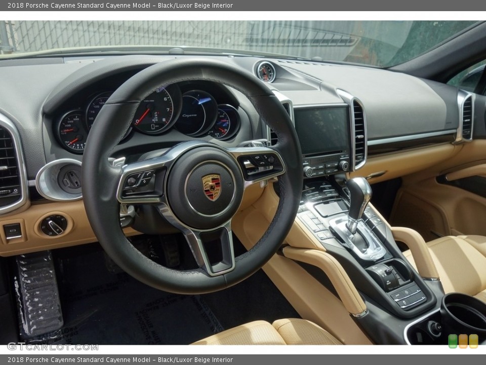 Black/Luxor Beige Interior Steering Wheel for the 2018 Porsche Cayenne  #127068534