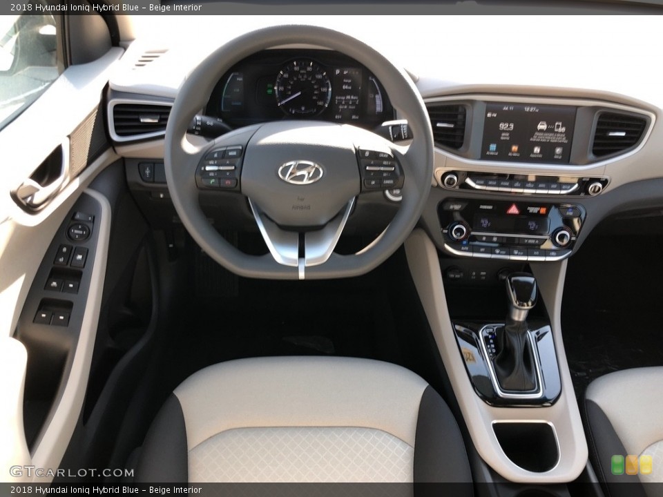 Beige Interior Dashboard for the 2018 Hyundai Ioniq Hybrid Blue #127068642