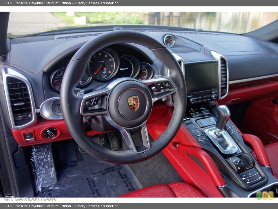 Black/Garnet Red Interior Steering Wheel for the 2018 Porsche Cayenne Platinum Edition #127069047