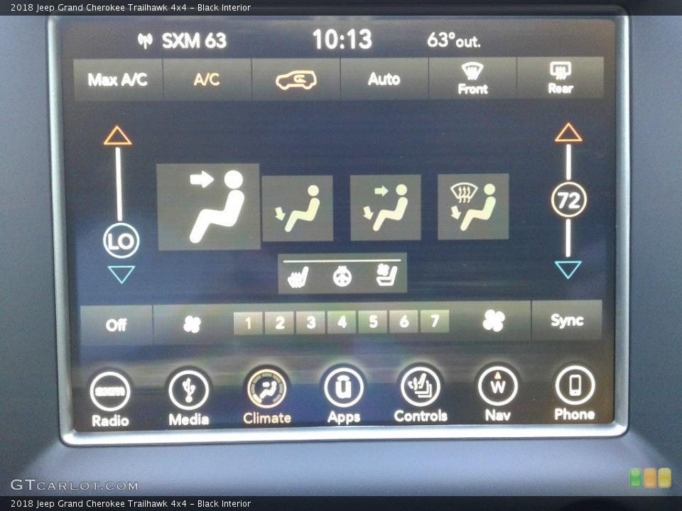 Black Interior Controls for the 2018 Jeep Grand Cherokee Trailhawk 4x4 #127071225