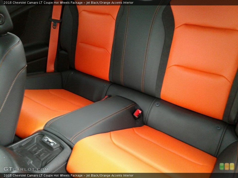 Jet Black/Orange Accents Interior Rear Seat for the 2018 Chevrolet Camaro LT Coupe Hot Wheels Package #127237855