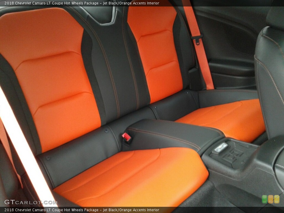 Jet Black/Orange Accents Interior Rear Seat for the 2018 Chevrolet Camaro LT Coupe Hot Wheels Package #127237888