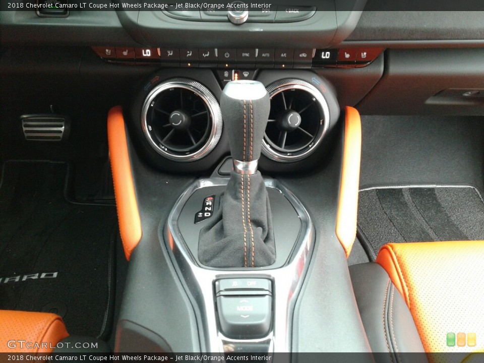 Jet Black/Orange Accents Interior Transmission for the 2018 Chevrolet Camaro LT Coupe Hot Wheels Package #127238026
