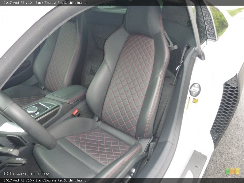 Black/Express Red Stitching Interior Front Seat for the 2017 Audi R8 V10 #127244389