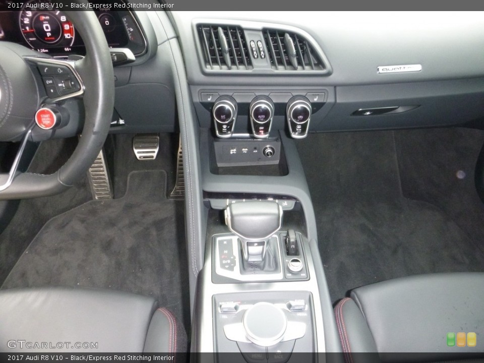 Black/Express Red Stitching Interior Controls for the 2017 Audi R8 V10 #127244626
