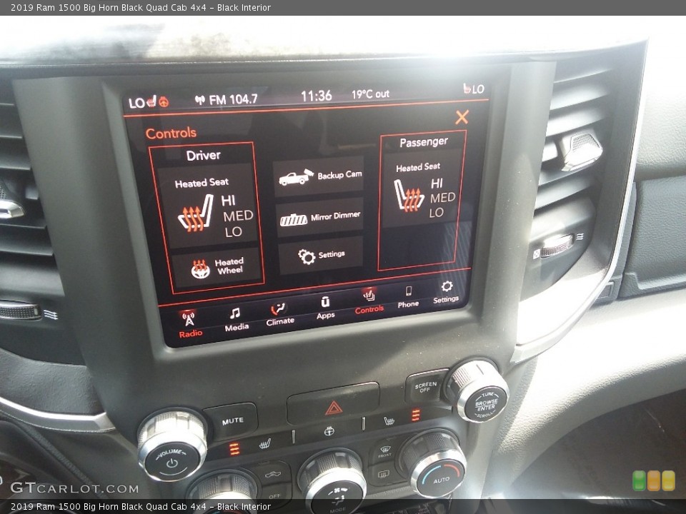 Black Interior Controls for the 2019 Ram 1500 Big Horn Black Quad Cab 4x4 #127256509