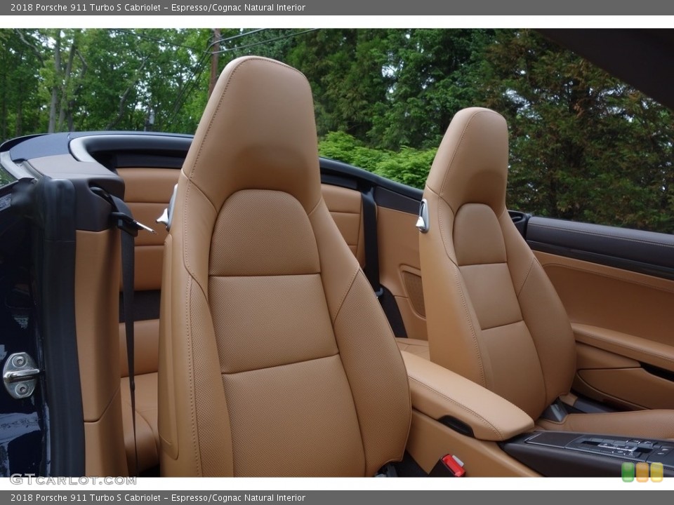 Espresso/Cognac Natural Interior Front Seat for the 2018 Porsche 911 Turbo S Cabriolet #127283674