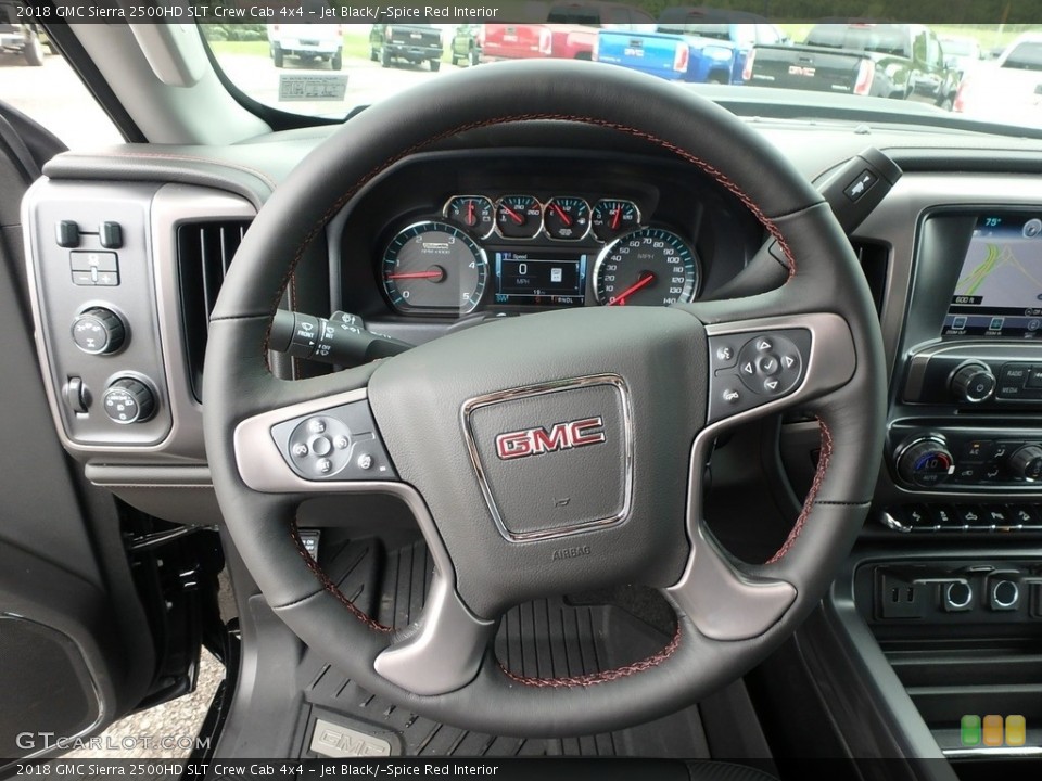 Jet Black/­Spice Red Interior Steering Wheel for the 2018 GMC Sierra 2500HD SLT Crew Cab 4x4 #127327289