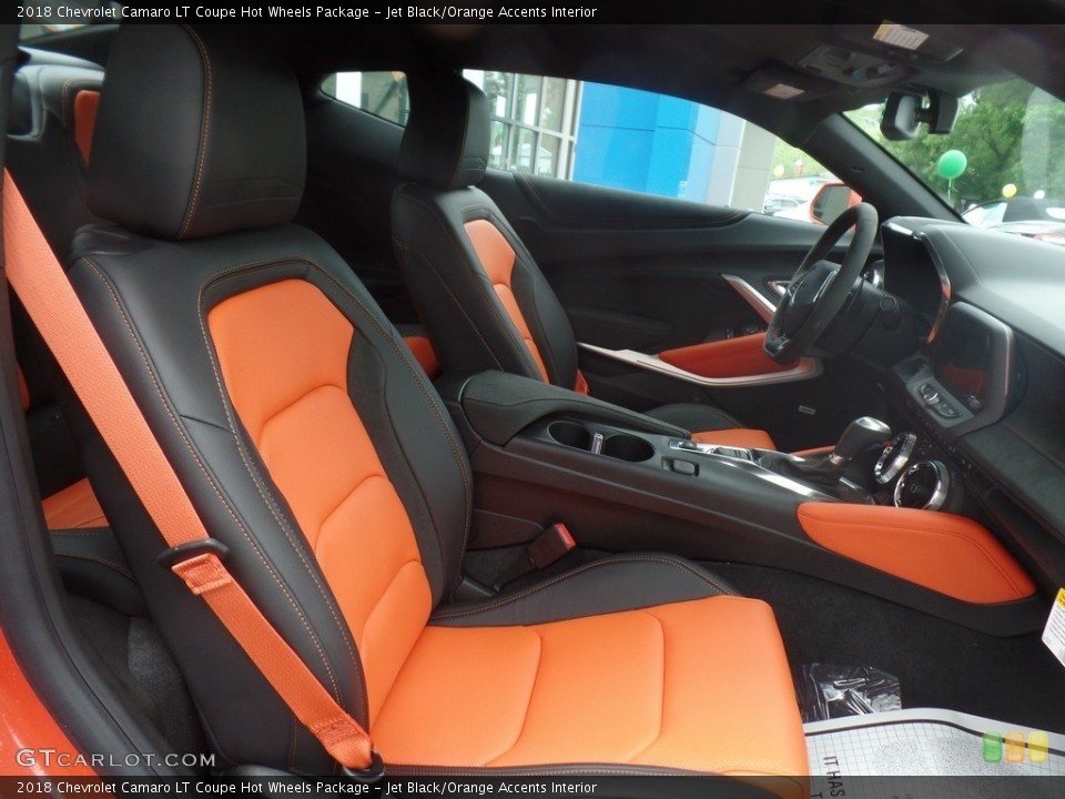 Jet Black/Orange Accents Interior Front Seat for the 2018 Chevrolet Camaro LT Coupe Hot Wheels Package #127346642