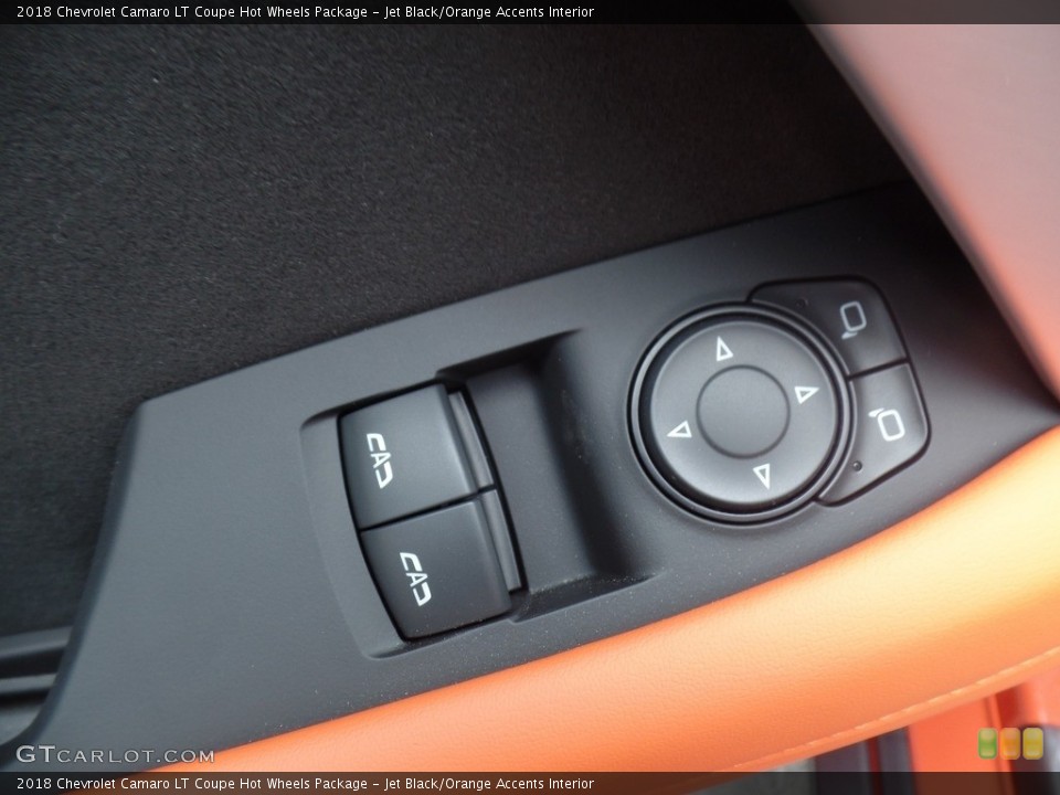 Jet Black/Orange Accents Interior Controls for the 2018 Chevrolet Camaro LT Coupe Hot Wheels Package #127346855