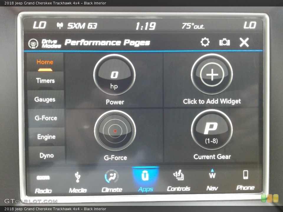 Black Interior Controls for the 2018 Jeep Grand Cherokee Trackhawk 4x4 #127397192