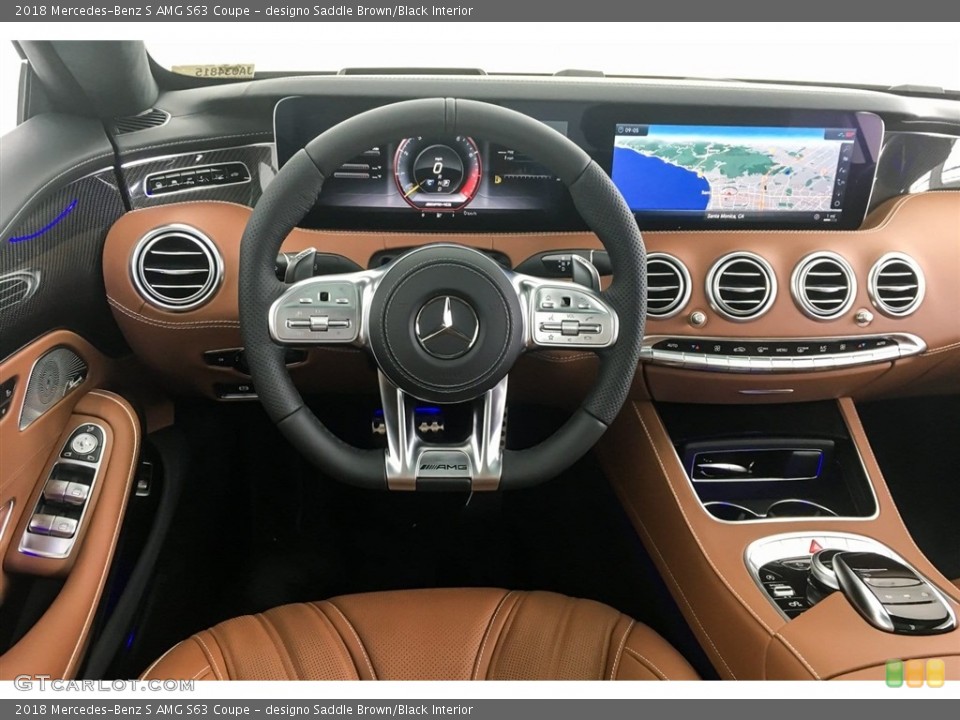 designo Saddle Brown/Black Interior Dashboard for the 2018 Mercedes-Benz S AMG S63 Coupe #127404471