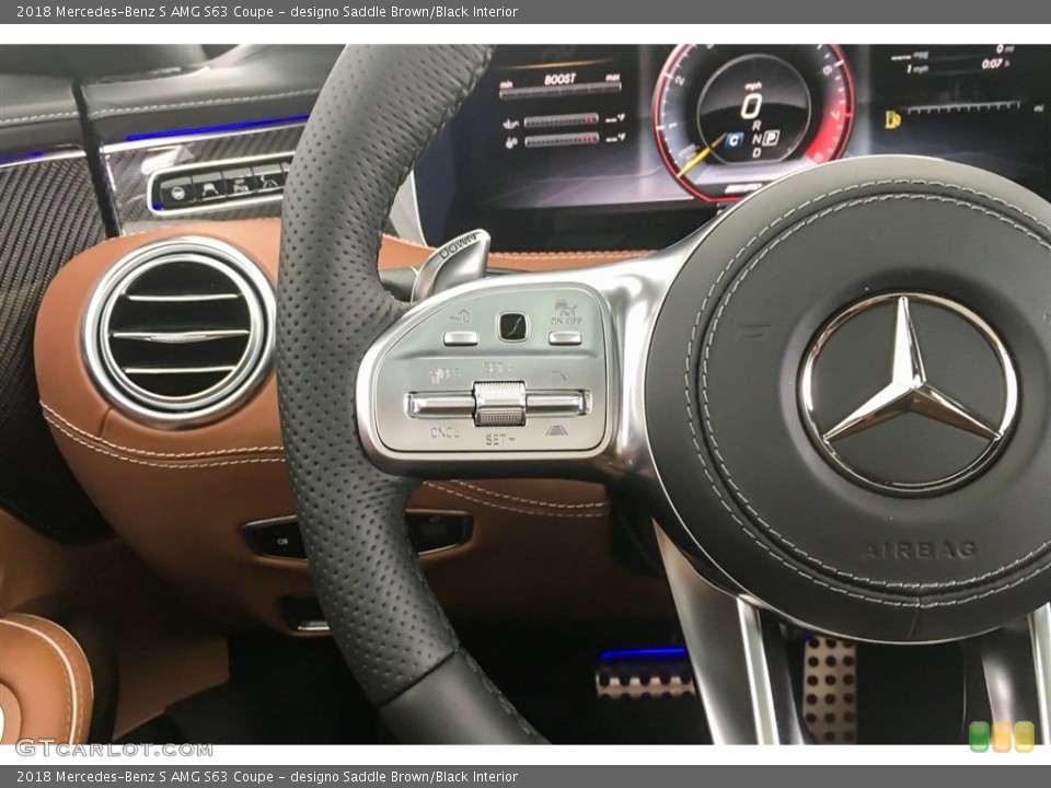 designo Saddle Brown/Black Interior Steering Wheel for the 2018 Mercedes-Benz S AMG S63 Coupe #127404837