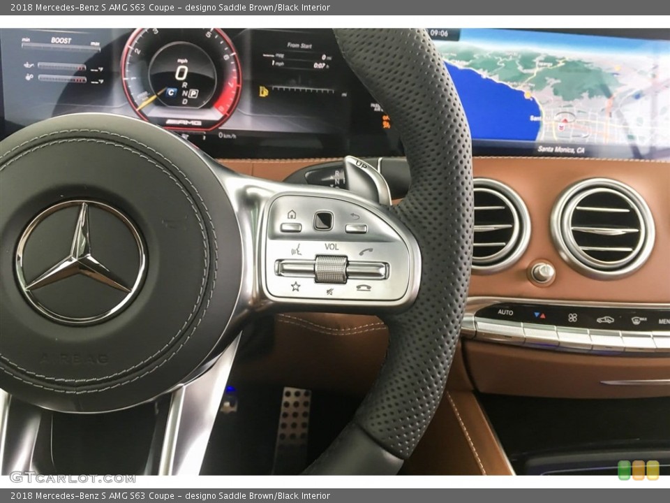 designo Saddle Brown/Black Interior Steering Wheel for the 2018 Mercedes-Benz S AMG S63 Coupe #127404864