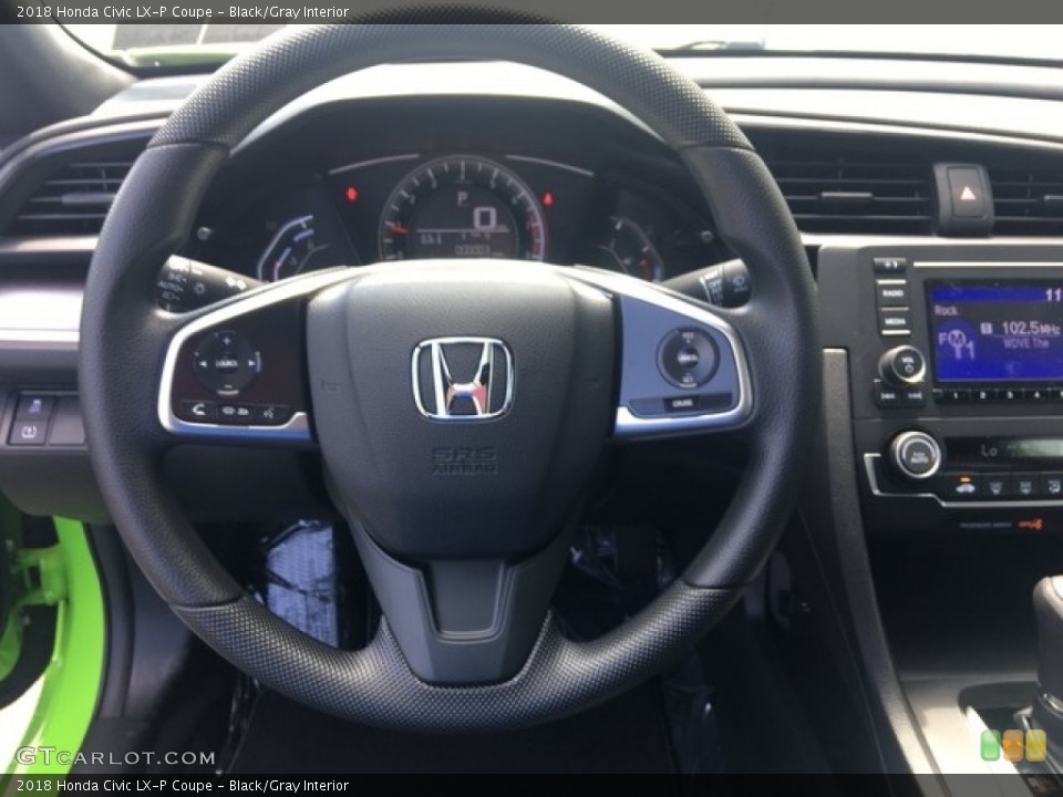 Black/Gray Interior Steering Wheel for the 2018 Honda Civic LX-P Coupe #127549977