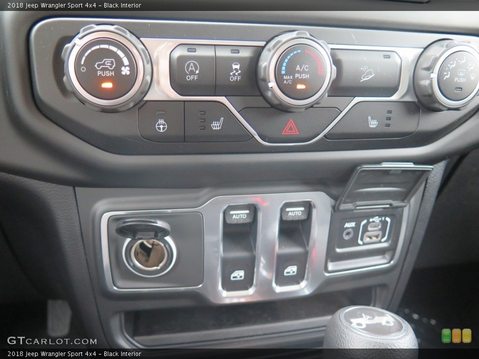 Black Interior Controls for the 2018 Jeep Wrangler Sport 4x4 #127701297