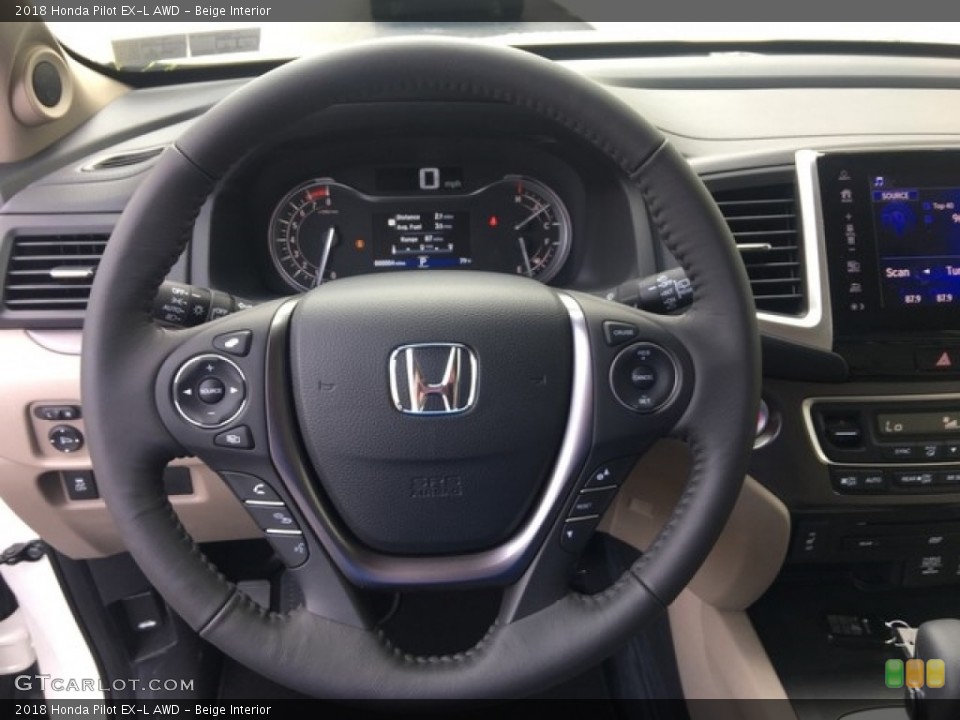 Beige Interior Steering Wheel for the 2018 Honda Pilot EX-L AWD #127804187