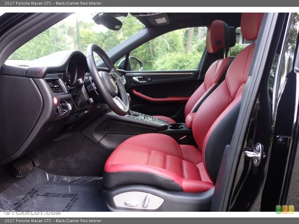 Black/Garnet Red Interior Front Seat for the 2017 Porsche Macan GTS #127816327