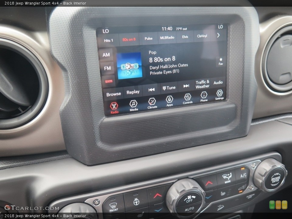 Black Interior Controls for the 2018 Jeep Wrangler Sport 4x4 #128003764