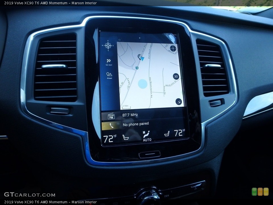 Maroon Interior Navigation for the 2019 Volvo XC90 T6 AWD Momentum #128005789
