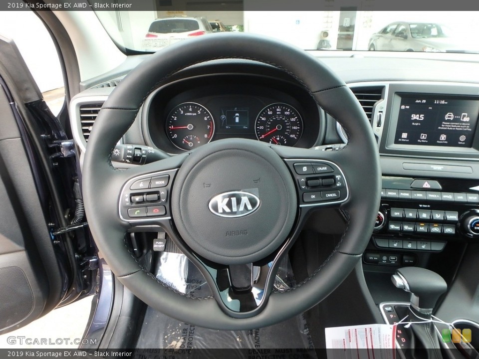 Black Interior Steering Wheel for the 2019 Kia Sportage EX AWD #128022334