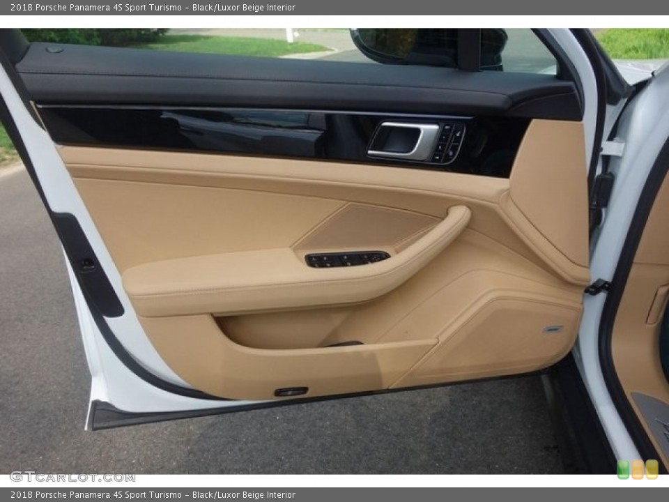 Black/Luxor Beige Interior Door Panel for the 2018 Porsche Panamera 4S Sport Turismo #128071256