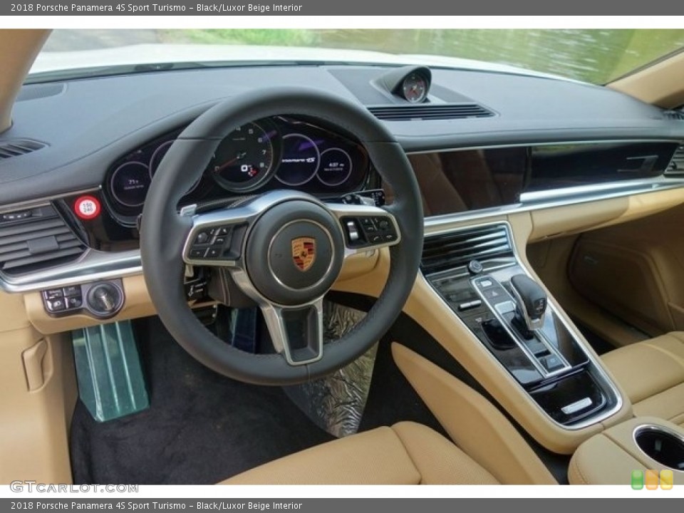 Black/Luxor Beige Interior Dashboard for the 2018 Porsche Panamera 4S Sport Turismo #128071289