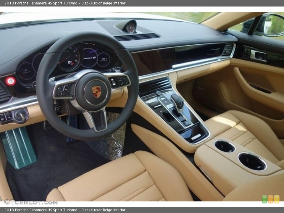 Black/Luxor Beige Interior Front Seat for the 2018 Porsche Panamera 4S Sport Turismo #128071304