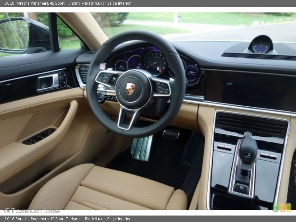 Black/Luxor Beige Interior Dashboard for the 2018 Porsche Panamera 4S Sport Turismo #128071322