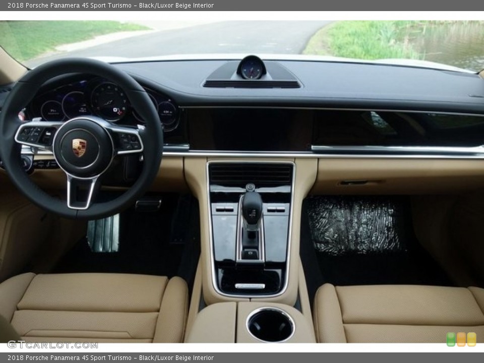 Black/Luxor Beige Interior Dashboard for the 2018 Porsche Panamera 4S Sport Turismo #128071376