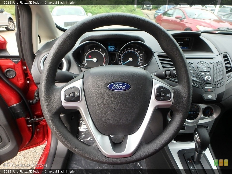 Charcoal Black Interior Steering Wheel for the 2018 Ford Fiesta SE Sedan #128136343