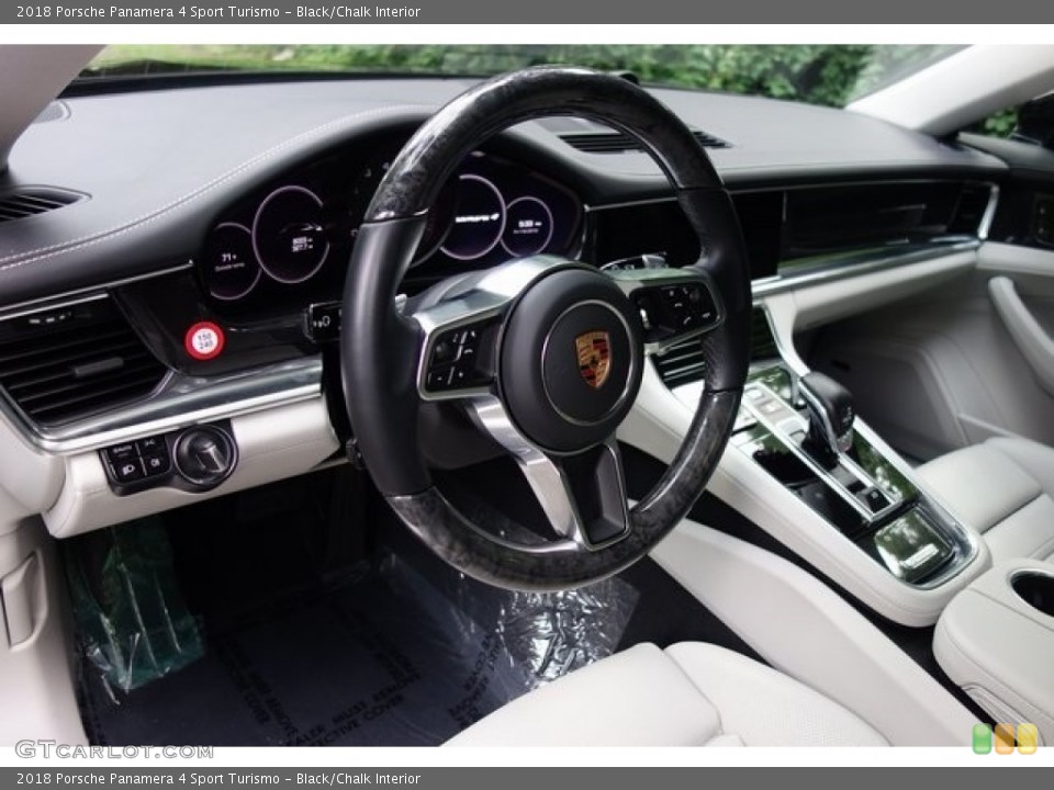 Black/Chalk Interior Steering Wheel for the 2018 Porsche Panamera 4 Sport Turismo #128145190