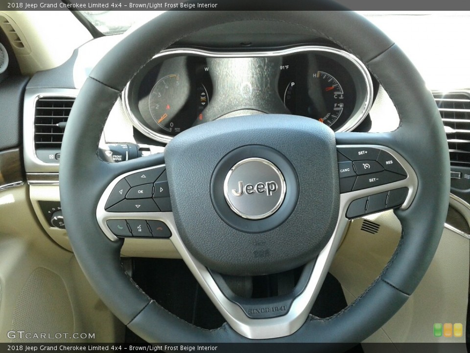 Brown/Light Frost Beige Interior Steering Wheel for the 2018 Jeep Grand Cherokee Limited 4x4 #128287039