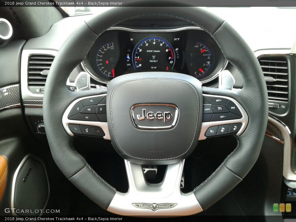 Black/Sepia Interior Steering Wheel for the 2018 Jeep Grand Cherokee Trackhawk 4x4 #128293261