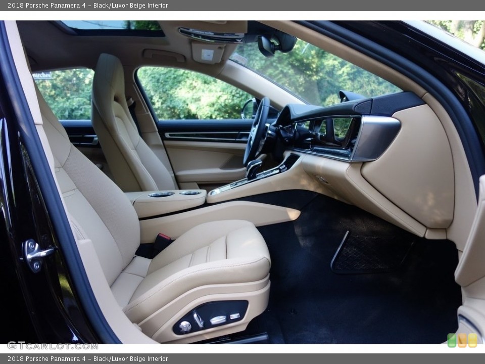 Black/Luxor Beige Interior Front Seat for the 2018 Porsche Panamera 4 #128344947