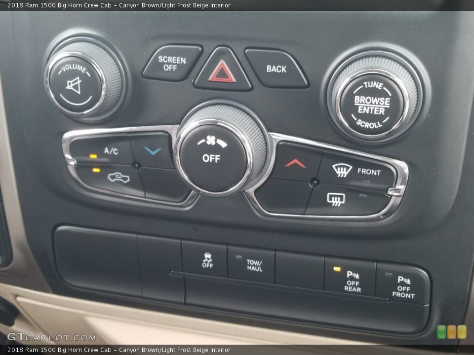 Canyon Brown/Light Frost Beige Interior Controls for the 2018 Ram 1500 Big Horn Crew Cab #128346771